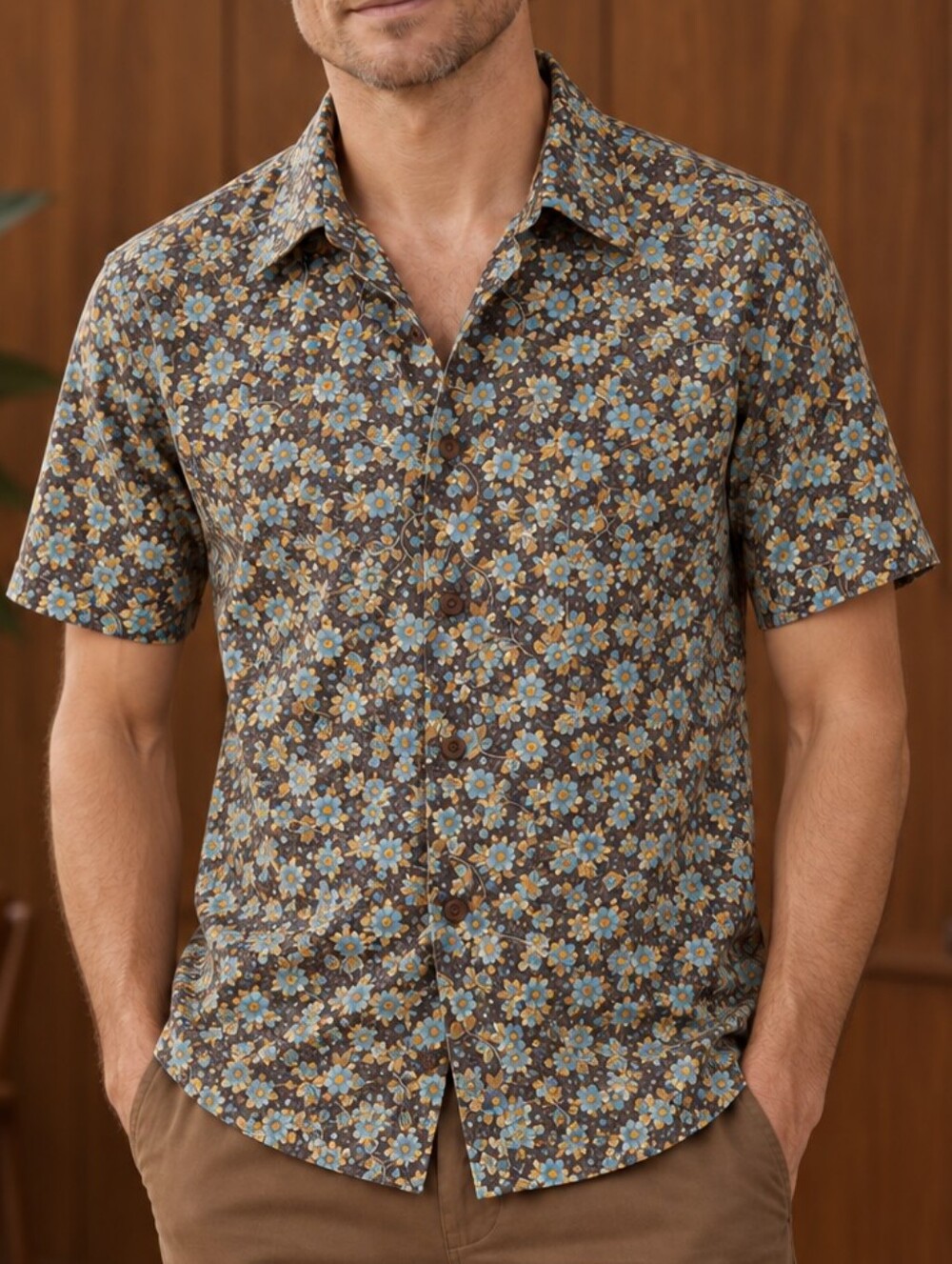 🎙️Vintage 70s Joel Men’s Small Floral Short Sleeve Button-Up Shirt Retro